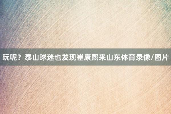 玩呢？泰山球迷也发现崔康熙来山东体育录像/图片