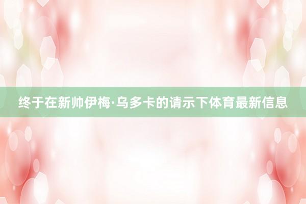 终于在新帅伊梅·乌多卡的请示下体育最新信息