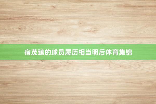宿茂臻的球员履历相当明后体育集锦