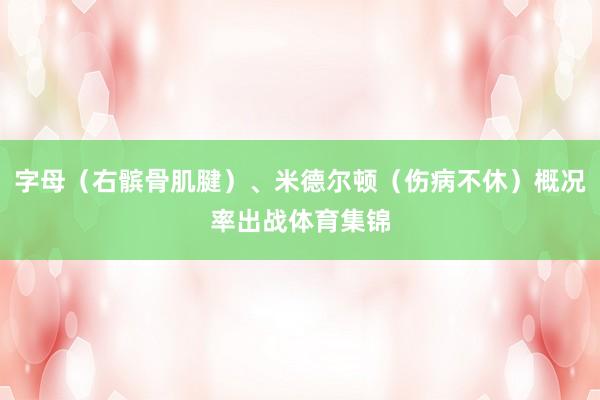 字母（右髌骨肌腱）、米德尔顿（伤病不休）概况率出战体育集锦