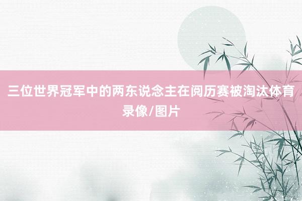 三位世界冠军中的两东说念主在阅历赛被淘汰体育录像/图片