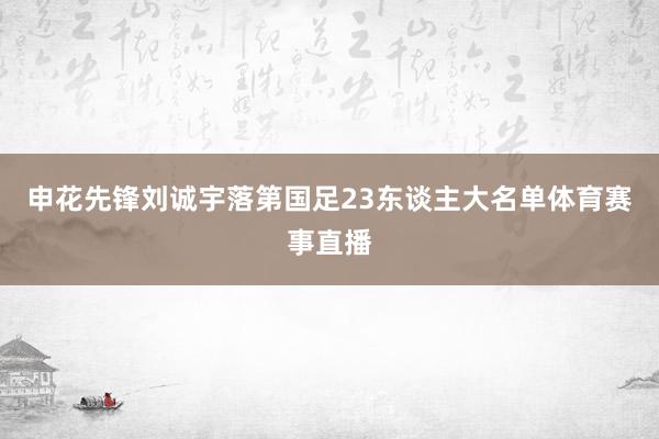 申花先锋刘诚宇落第国足23东谈主大名单体育赛事直播