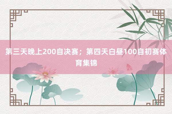 第三天晚上200自决赛；第四天白昼100自初赛体育集锦