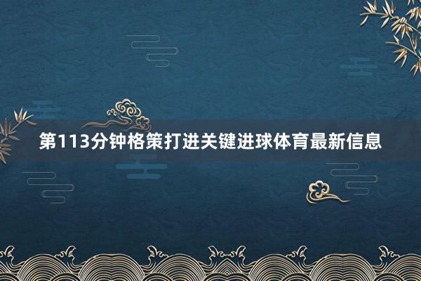 第113分钟格策打进关键进球体育最新信息