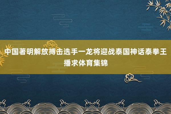 中国著明解放搏击选手一龙将迎战泰国神话泰拳王播求体育集锦