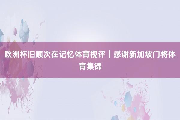欧洲杯旧顺次在记忆体育视评｜感谢新加坡门将体育集锦