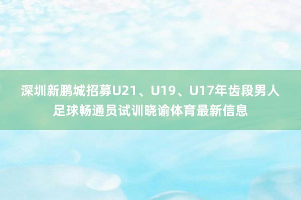 深圳新鹏城招募U21、U19、U17年齿段男人足球畅通员试训晓谕体育最新信息